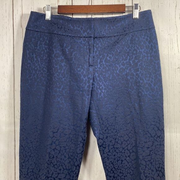 Ann Taylor Loft Marisa Womens Ankle Navy Blue Textured Animal Print Pants - Picture 5 of 16